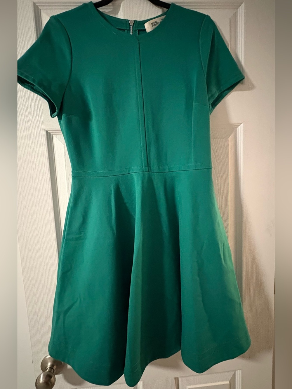 Diane Von Furstenberg Classic Short Sleeve Green Fit-and-Flare Dress